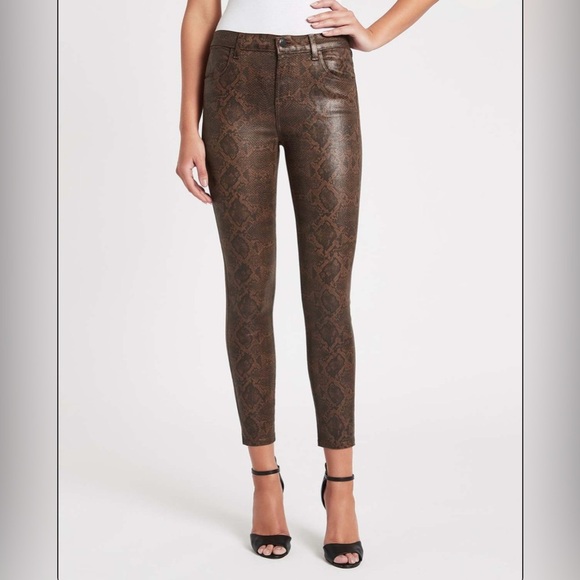J Brand Pants - NWT J BRAND Alana High Rise Crop Skinny Jeans Animal Snake Brown Sz 32 Msrp $340